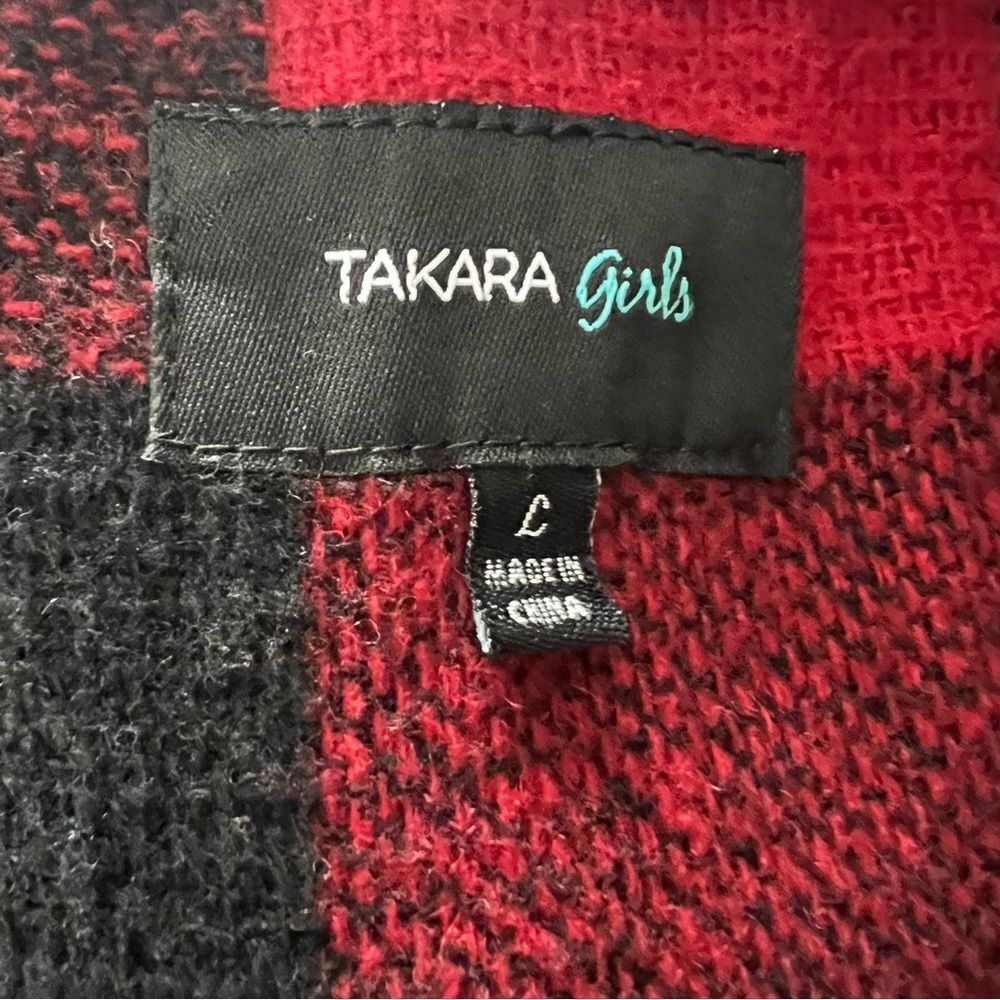 Plaid Red and Black Girls Hoodie Wrap size L - Picture 6 of 7